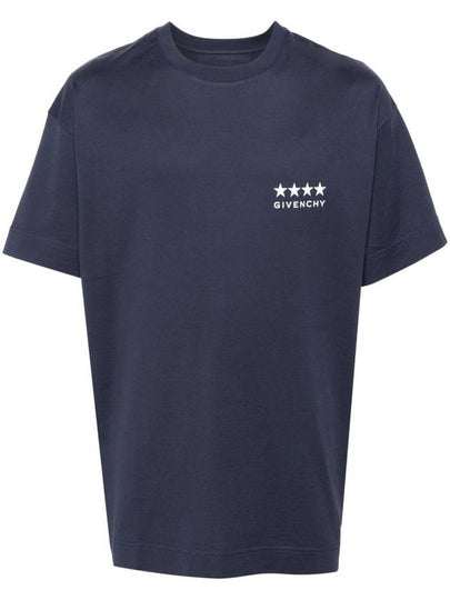 Logo Print Short Sleeve T-Shirt Blue - GIVENCHY - BALAAN 2