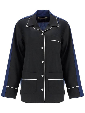 black wool shirt with white stitching - MARNI - BALAAN 1