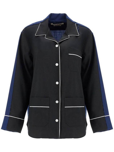 black wool shirt with white stitching - MARNI - BALAAN 1