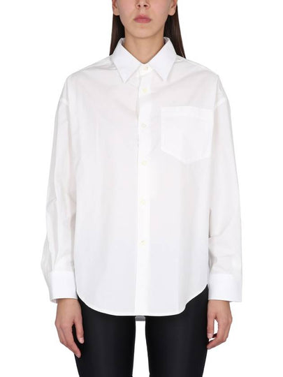 Chest Pocket Boxy Fit Poplin Long Sleeve Shirt White - AMI - BALAAN 2