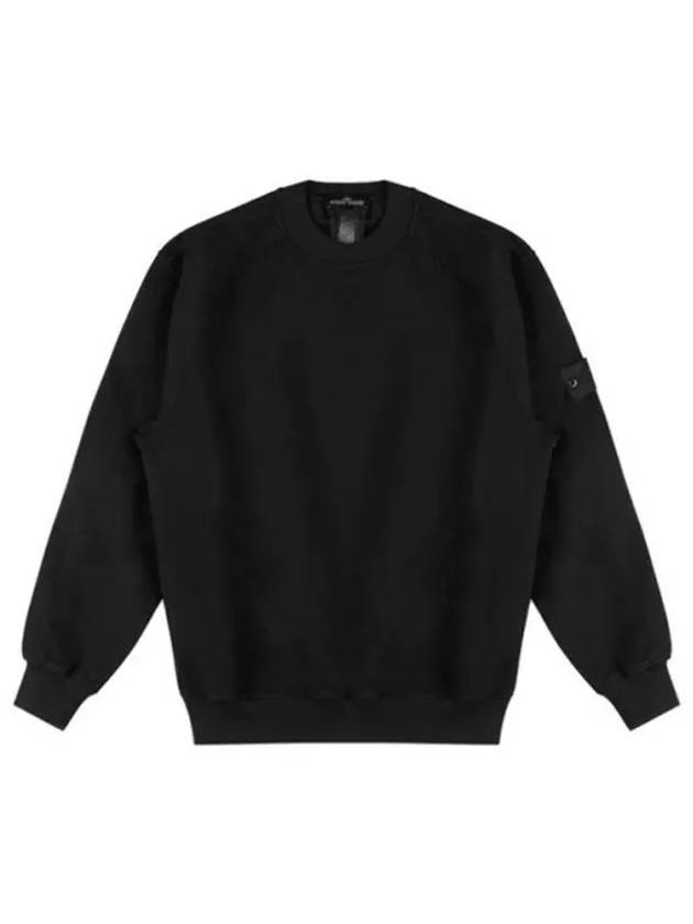 Shadow Logo Crew Neck Cotton Sweatshirt Black - STONE ISLAND - BALAAN 2