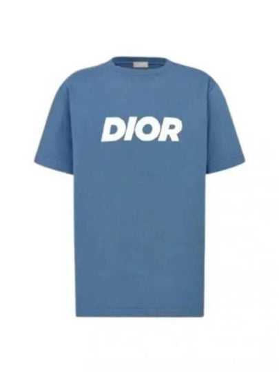 Italic Relaxed-Fit Short Sleeve T-Shirt Blue - DIOR - BALAAN 2