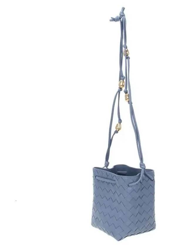 Small Metallic Stud Intrecciato Bucket Bag Gray - BOTTEGA VENETA - BALAAN.