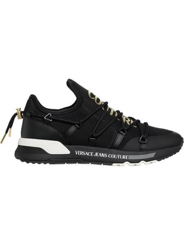 Jeans Couture Logo Low Top Sneakers Black - VERSACE - BALAAN 1