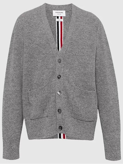 Brushed Effect Virgin Wool Cardigan Grey - THOM BROWNE - BALAAN 2