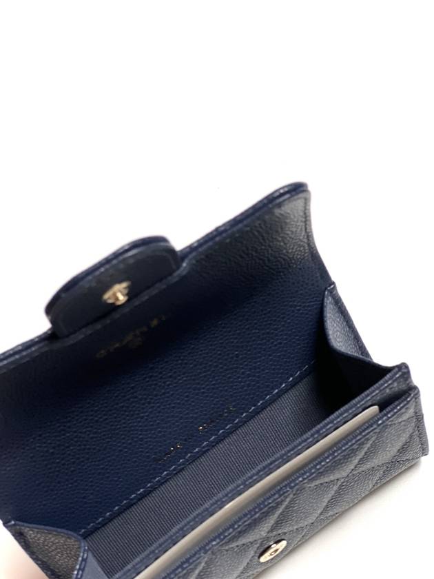 Classic Caviar Card Wallet Navy AP0214 Knock Tok - CHANEL - BALAAN 4