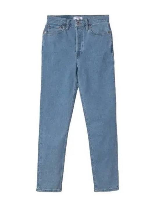 Comfort Stretch High Rise Ankle Cropped Denim Pants Blue Stone Jeans - RE/DONE - BALAAN 1