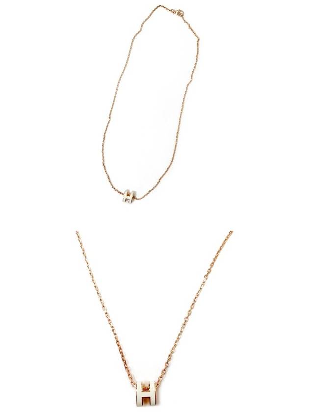 Mini Pop H Pendant Rose Gold & Blanc - HERMES - BALAAN 5