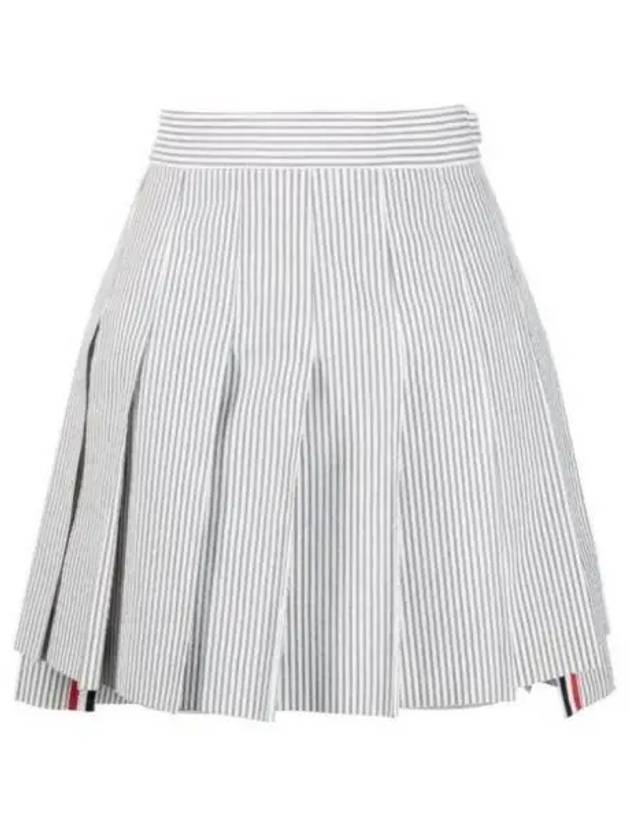 Women's Mini Drop Back Seersucker Pleated Skirt Grey - THOM BROWNE - BALAAN 2