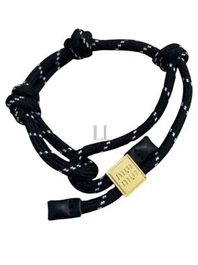 Logo Cord Nylon Bracelet Black - MIU MIU - BALAAN 2