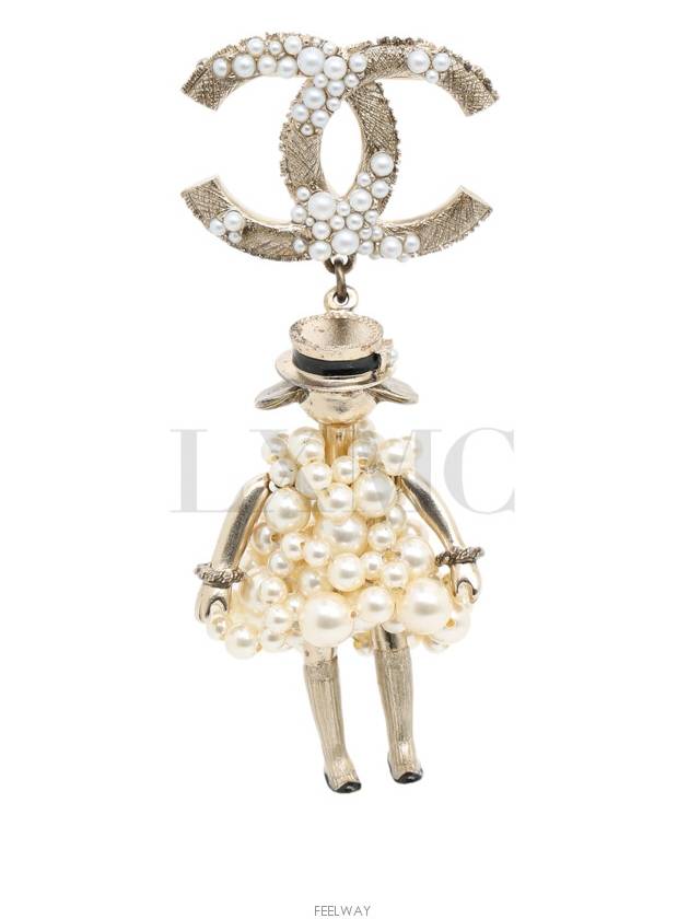 Coco Madame Mademoiselle CC logo doll brooch pearl - CHANEL - BALAAN 1