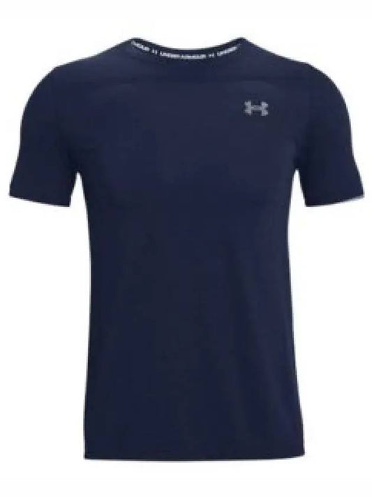 Men's Seamless Logo Short Sleeve T-Shirt Navy - UNDER ARMOUR - BALAAN 2