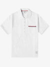 Men's Three Stripes Pocket Mercerized Short Sleeve Polo Shirt White - THOM BROWNE - BALAAN 2