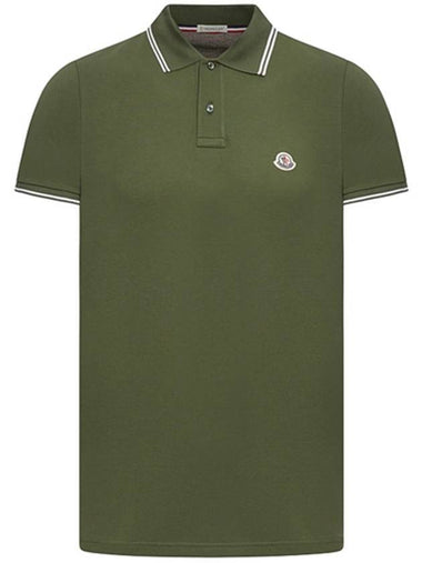 Logo Patch Cotton Polo Shirt Green - MONCLER - BALAAN 1