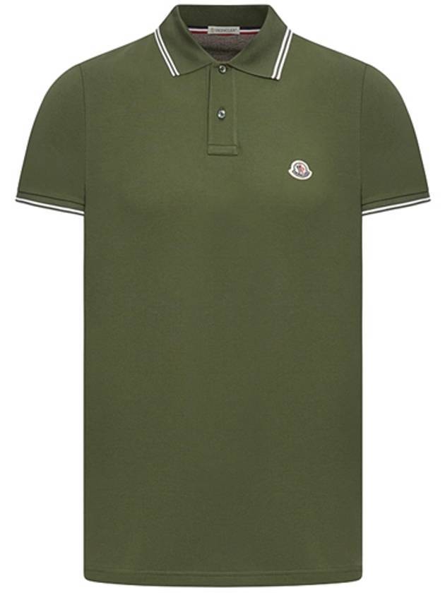 Logo Patch Cotton Polo Shirt Green - MONCLER - BALAAN 1