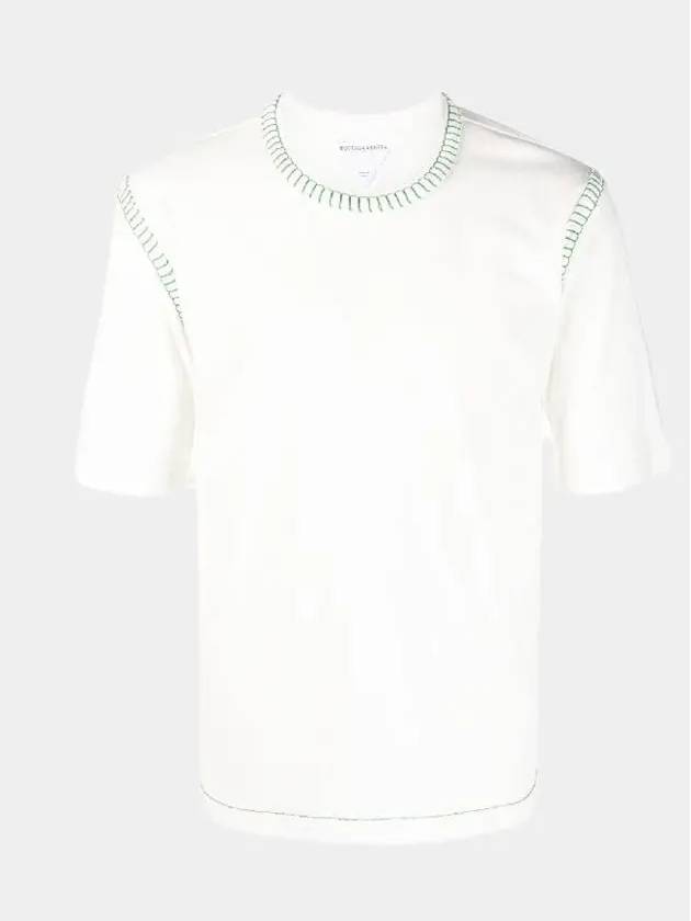 Overlock Parakeet Stitch Cotton Short Sleeve T-Shirt White - BOTTEGA VENETA - BALAAN 2