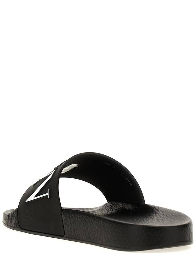 Rubber Rockstud Slippers Black - VALENTINO - BALAAN 4