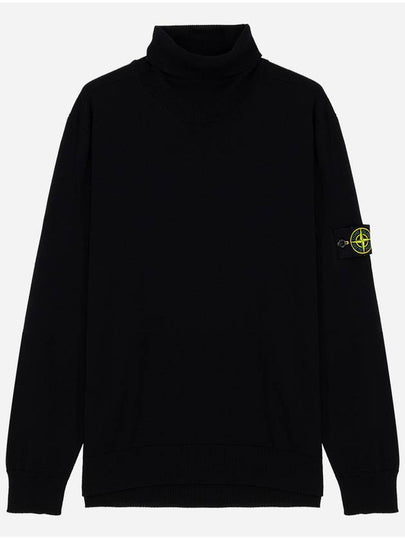 Logo Patch Wool Turtleneck Black - STONE ISLAND - BALAAN 2