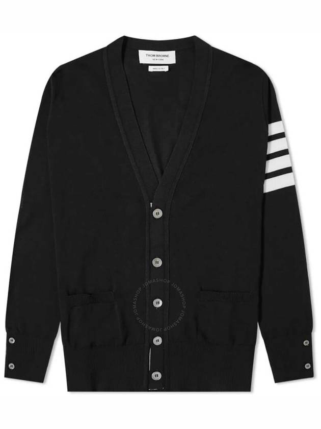 Men's Sustainable Classic Diagonal Wool Cardigan Black - THOM BROWNE - BALAAN 2