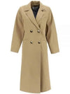 Twill Double Breasted Coat Beige - GANNI - BALAAN 2