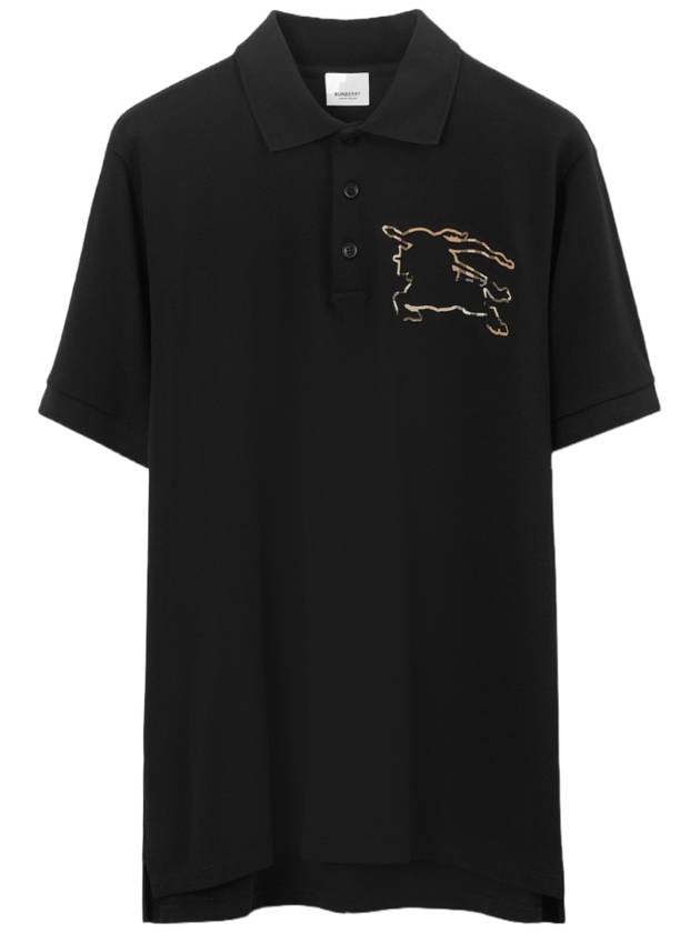 Check EKD Logo Print Cotton Polo Shirt Black - BURBERRY - BALAAN 2