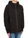 Diagonal Raised Fleece Goggle Hooded Jacket Black - CP COMPANY - BALAAN 5