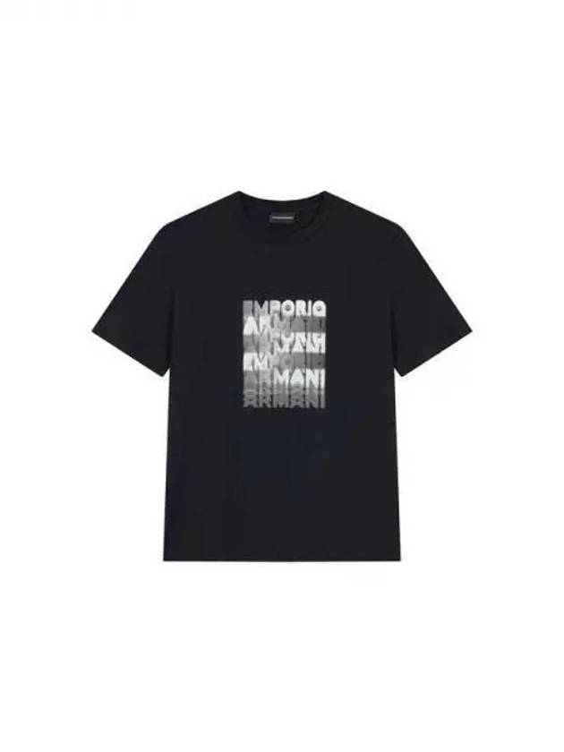 Men s Square Logo Crew Neck T Shirt Black 270799 - EMPORIO ARMANI - BALAAN 1