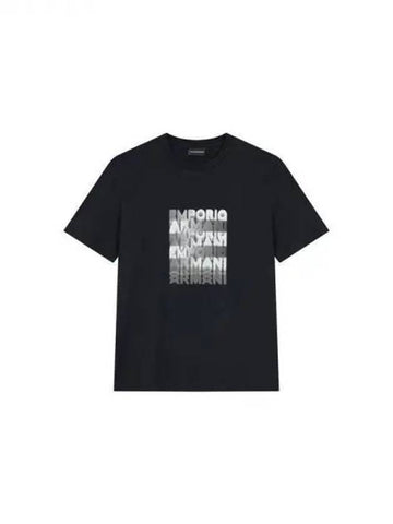 Men s Square Logo Crew Neck T Shirt Black 270799 - EMPORIO ARMANI - BALAAN 1