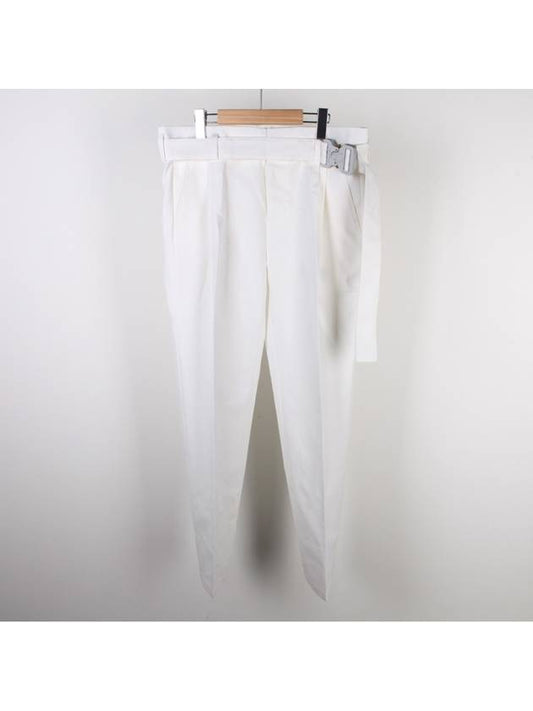 Metal Snap Buckle Belt Slacks White - DIOR - BALAAN 2