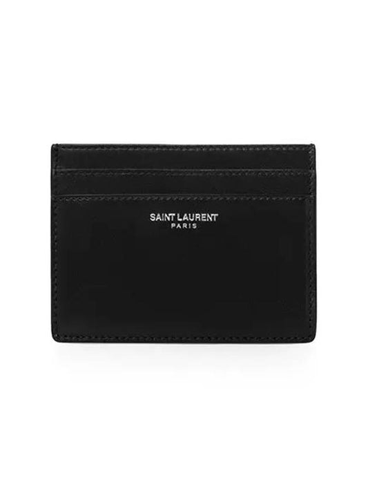 Smooth Leather Classic Logo Card Wallet Black - SAINT LAURENT - BALAAN 2