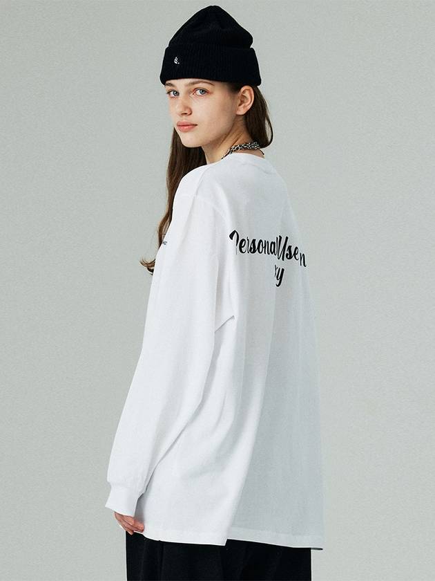 Overfit Personality Printing Long Sleeve T-Shirt White - LMN3011 - BALAAN 2