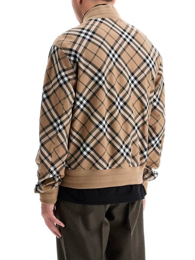 Harrington Check Wool Blend Zip-Up Jacket Brown - BURBERRY - BALAAN 4