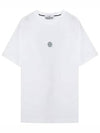 Garment Dyed Lettering One Print Cotton Jersey Short Sleeve T-Shirt White - STONE ISLAND - BALAAN 2