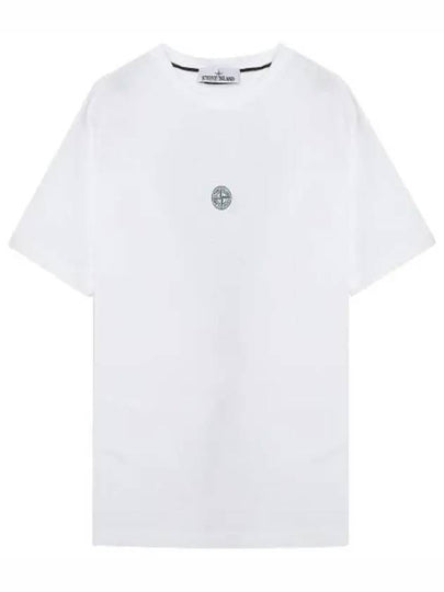 Garment Dyed Lettering One Print Cotton Jersey Short Sleeve T-Shirt White - STONE ISLAND - BALAAN 2