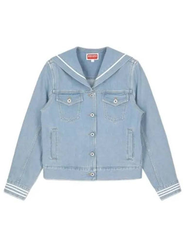 Bleached denim jacket blue jumper - KENZO - BALAAN 1