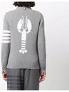 Women s Tricolor Striped Lobster Icon Long Sleeve Knit Top Light Gray - THOM BROWNE - BALAAN 5