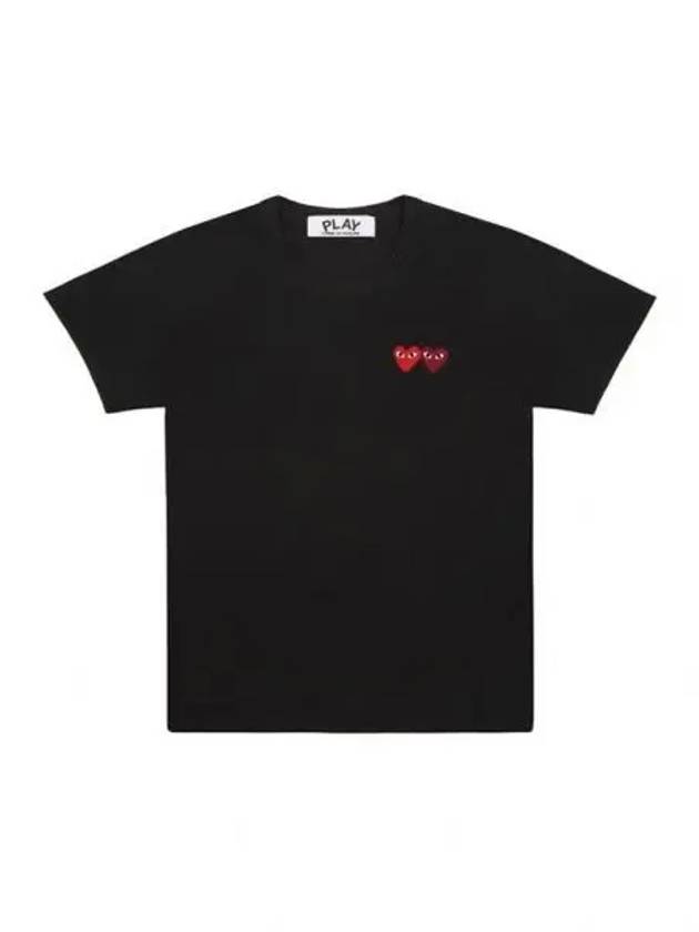 Double Heart Wappen Short Sleeve T-Shirt Black - COMME DES GARCONS - BALAAN 2