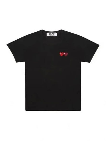 Double Heart Wappen Short Sleeve T-Shirt Black - COMME DES GARCONS - BALAAN 2