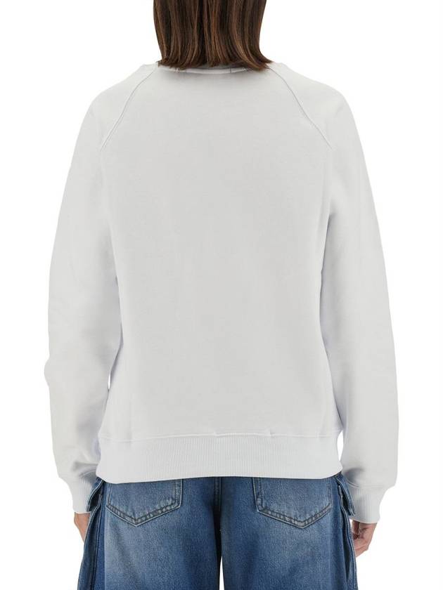 Women's Brushed Logo Crew Neck Sweatshirt White - MSGM - BALAAN 4