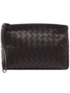 Intrecciato Leather Clutch Bag Dark Brown - BOTTEGA VENETA - BALAAN 2