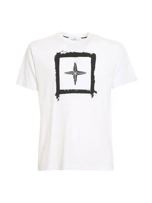 Stencil Two Logo Short Sleeve T-Shirt White - STONE ISLAND - BALAAN 2