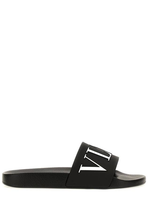 Rubber Rockstud Slippers Black - VALENTINO - BALAAN 2