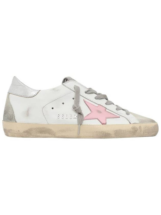 Women's Superstar Silver Heel Tab Pink Star Low Top Sneakers White - GOLDEN GOOSE - BALAAN 2