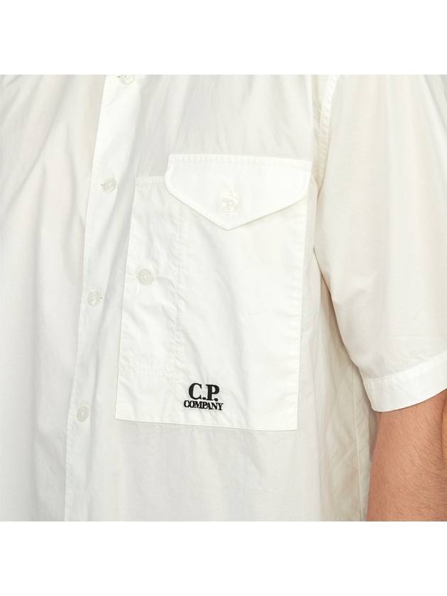 Cotton Popeline Short Sleeve Shirt White - CP COMPANY - BALAAN 7