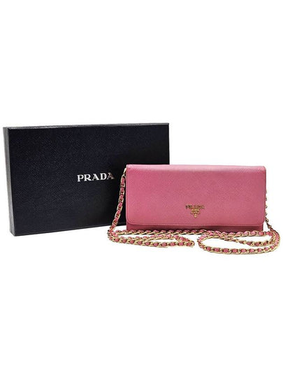 Prada 1M1290 Pink Saffiano WOC Long Wallet Chain Cross Bag - PRADA - BALAAN 2