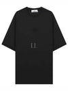 Fissato Effect Compass Embroidery Logo Short Sleeve T-shirt Black - STONE ISLAND - BALAAN 2