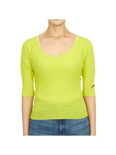 Merino Wool Knit Top Green - GANNI - BALAAN 1