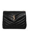 Bronze Monogram Loulou Matelasse Y Leather Small Shoulder Bag Black - SAINT LAURENT - BALAAN 3