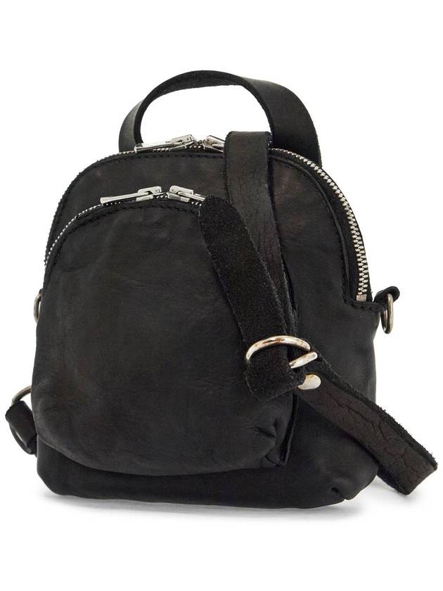 mini backpack in black horse leather with handle and straps - GUIDI - BALAAN 3