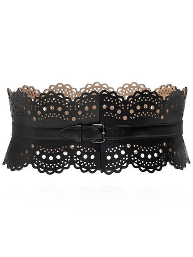 Vienne Wave Calfskin Bustier Belt Black - ALAIA - BALAAN 1